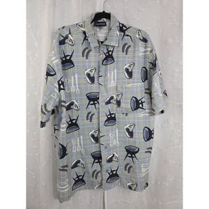 Joe Boxer VTG Short Sleeve Button Shirt Grillmaster Cook out BBQ Small Med Roomy